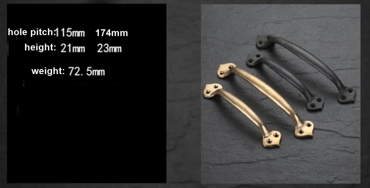 Solid Brass Cabinet Edge Pulls - Black Finish Decorative Hardware - Gold 174mm / 1pc