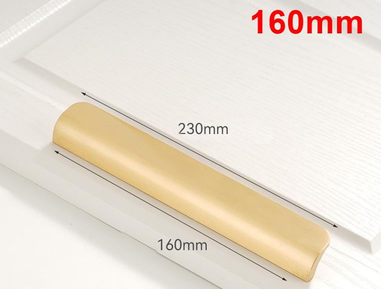 Solid Brass Cabinet Edge Pulls - Brushed Gold Finish for Cabinets - 192mm / 1pc