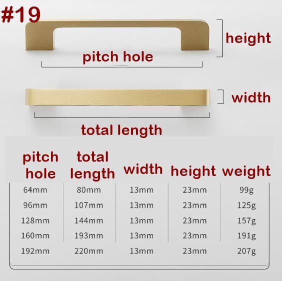 Solid Brass Cabinet Pulls & Knobs - Brass Color Finish for Cabinets - #19 107mm / 1pc