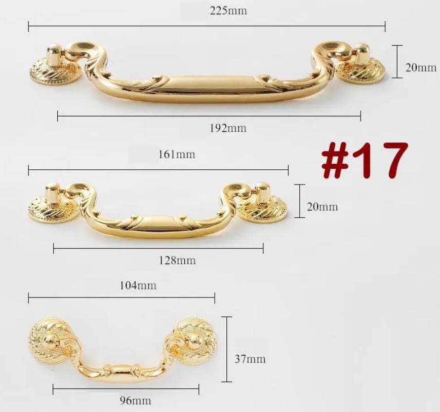 Solid Brass Cabinet Pulls & Knobs - Gold Finish Furniture Hardware - #17 161mm / 1pc