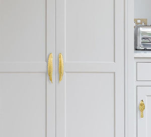 Solid Brass Cabinet Pulls & Knobs - Gold Finish Furniture Hardware - #2 right/brass/129mm / 1pc