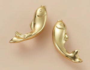 Solid Brass Cabinet Pulls & Knobs - Gold Finish Furniture Hardware - #14 left side / 1pc
