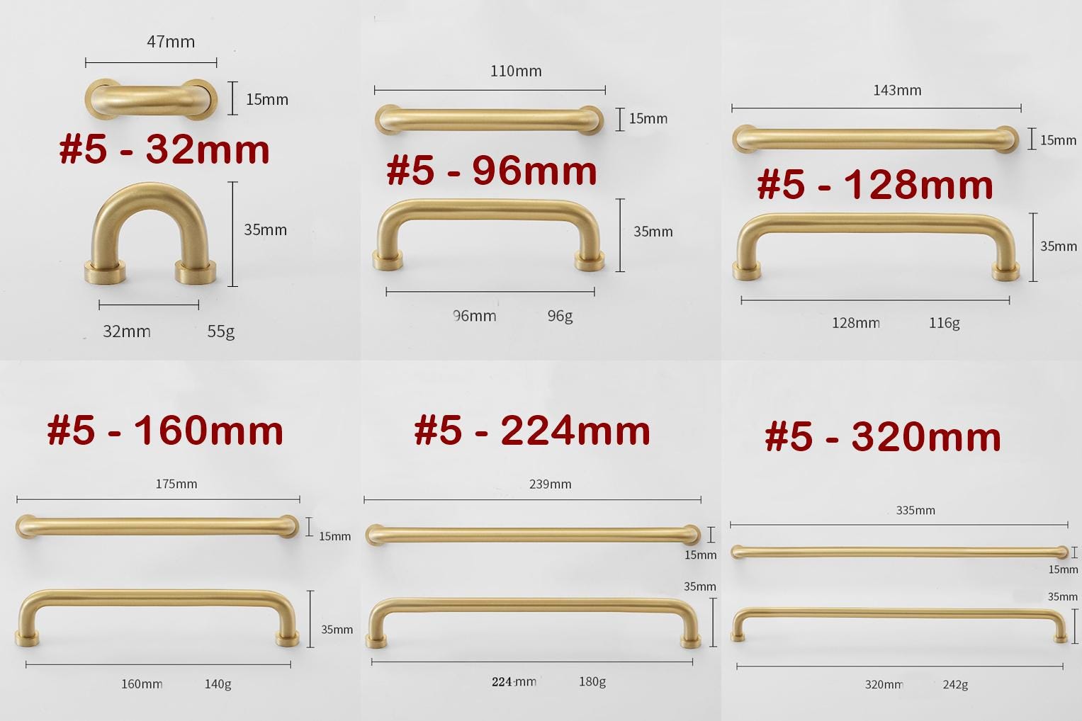 Solid Brass Cabinet Pulls & Knobs - Silver Finish for Wardrobes - #4 Brass 96mm / 1pc