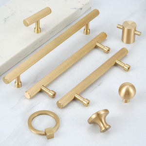 Solid Brass Cabinet Ring Pulls - Brushed Gold Finish for Cabinets - #5 - 160mm / 1pc