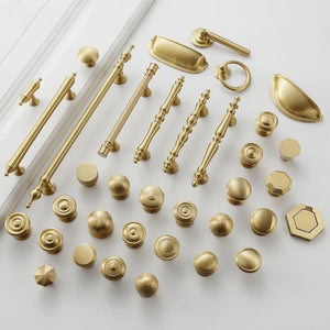 Solid Brass Floral Cabinet Cup Pulls - Gold Finish for Wardrobes - #1 / 1pc