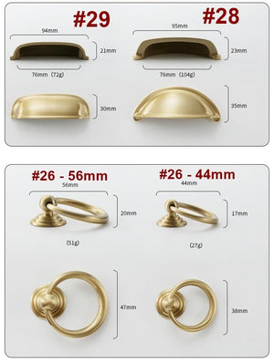 Solid Brass Floral Cabinet Cup Pulls - Gold Finish for Wardrobes - #4 / 1pc