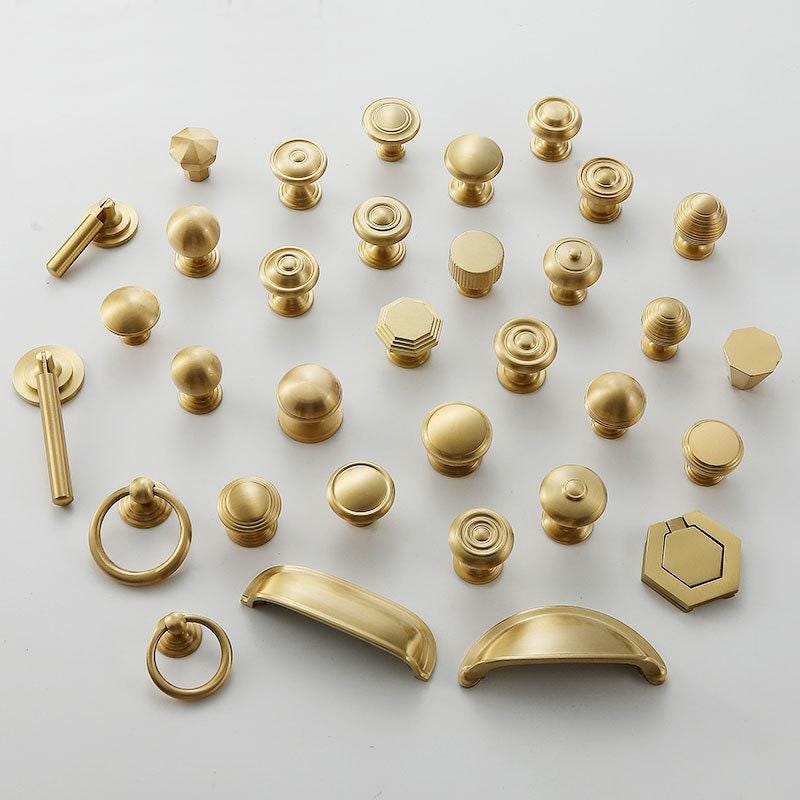 Solid Brass Floral Cabinet Cup Pulls - Gold Finish for Wardrobes - #7 / 1pc