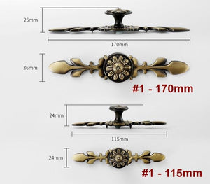 Solid Brass Floral Drop, Bail Pulls & Cabinet Knobs - #1 Bronze 170mm