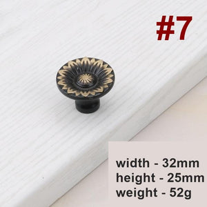 Solid Brass Floral Cabinet Pulls & Knobs - Brushed Gold Finish - #3 / 1pc