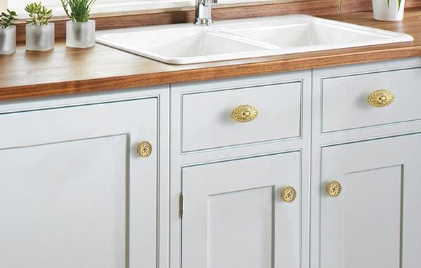 Solid Brass Floral Cabinet Pulls & Knobs - Gold Finish for Cabinets - view 4