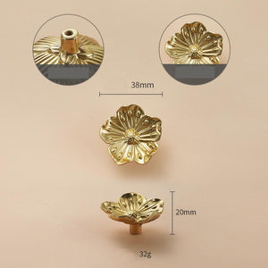 Solid Brass Floral Cabinet Pulls & Knobs - Gold Finish for Cabinets - view 2