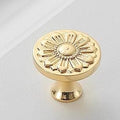 Solid Brass Floral Cabinet Pulls & Knobs - Gold Finish for Cabinets - #2 24mm / 1pc