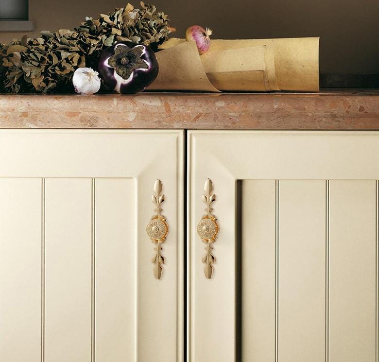 Solid Brass Floral Cabinet Pulls & Knobs - Gold Finish for Cabinets - view 4