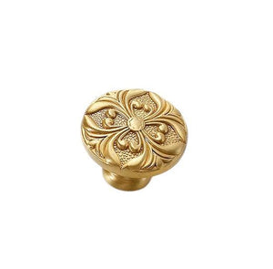 Solid Brass Floral Cabinet Pulls & Knobs - Gold Finish for Cabinets - #13 / 1pc