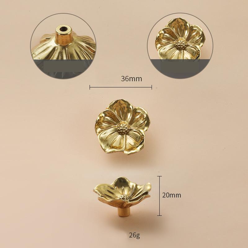 Solid Brass Floral Cabinet Pulls & Knobs - Gold Finish for Cabinets - view 2