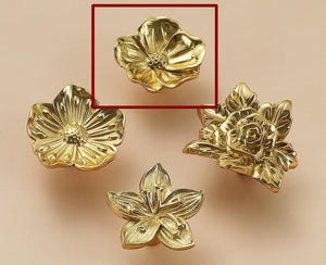 Solid Brass Floral Cabinet Pulls & Knobs - Gold Finish for Cabinets - view 3