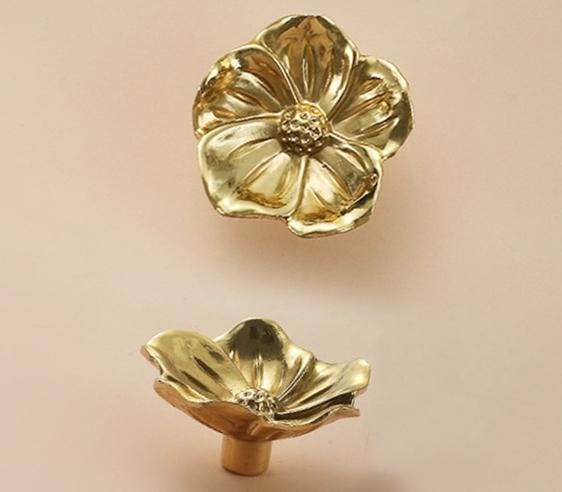 Solid Brass Floral Cabinet Pulls & Knobs - Gold Finish for Cabinets - view 6