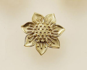 Solid Brass Floral Cabinet Pulls & Knobs - Gold Finish for Cabinets - #18 / 1pc