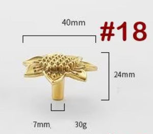 Solid Brass Floral Cabinet Pulls & Knobs - Gold Finish for Cabinets - view 2