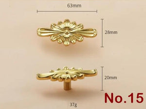 Solid Brass Floral Cabinet Pulls & Knobs - Gold Finish for Cabinets - view 2