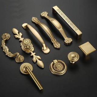 Solid Brass Floral Cabinet Pulls & Knobs - Gold Finish for Cabinets - #1 / 1pc