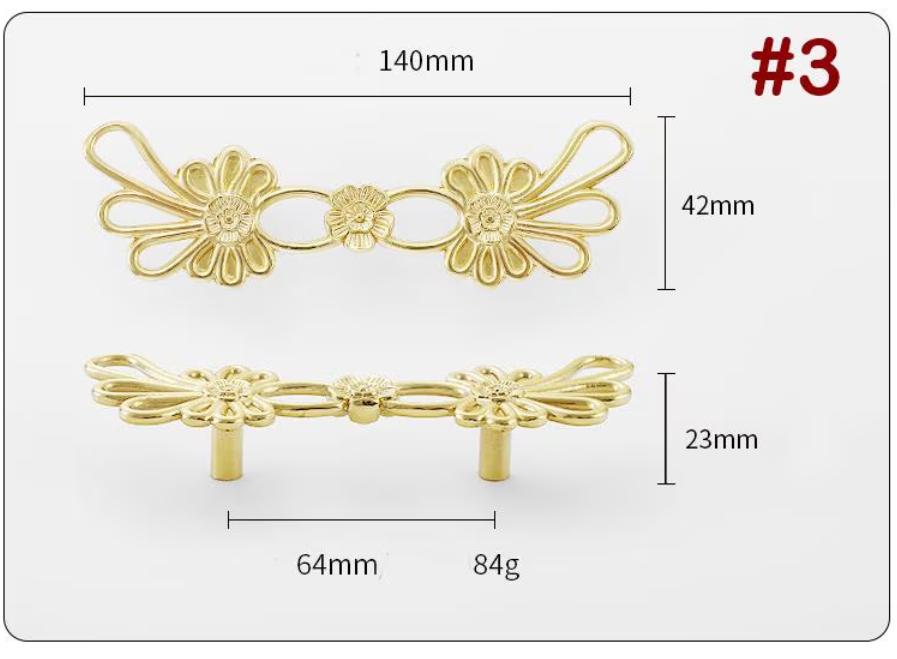 Solid Brass Floral Cabinet Pulls & Knobs - Gold Finish for Cabinets - view 2