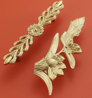 Solid Brass Floral Cabinet Pulls & Knobs - Gold Finish for Cabinets - view 6