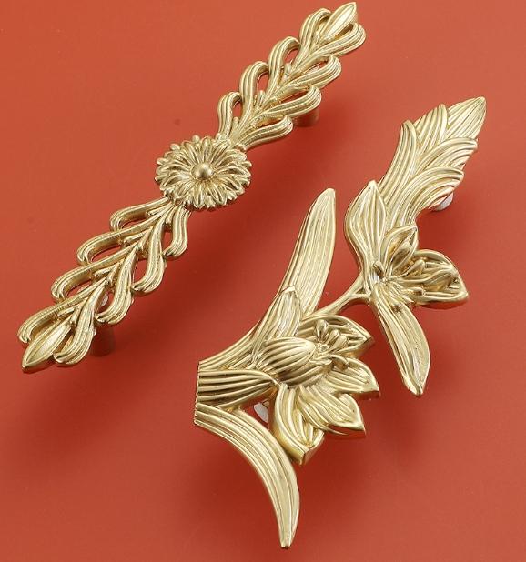 Solid Brass Floral Cabinet Pulls & Knobs - Gold Finish for Cabinets - view 6