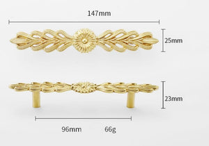 Solid Brass Floral Cabinet Pulls & Knobs - Gold Finish for Cabinets - view 3