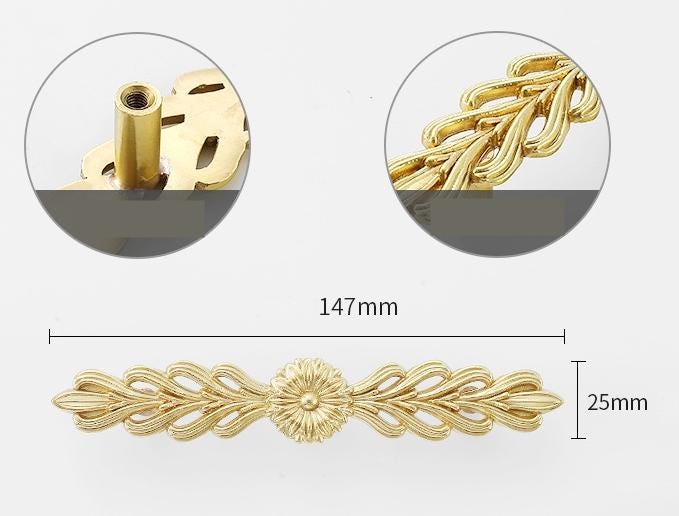 Solid Brass Floral Cabinet Pulls & Knobs - Gold Finish for Cabinets - view 7