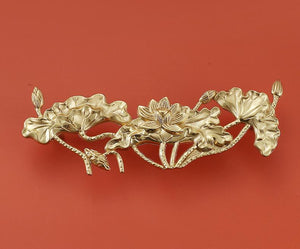Solid Brass Floral Cabinet Pulls & Knobs - Gold Finish for Cabinets - #1 / 1pc