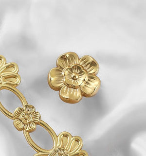 Solid Brass Floral Cabinet Pulls & Knobs - Gold Finish for Cabinets - #7 23mm / 1pc