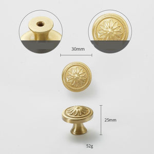Solid Brass Floral Cabinet Pulls & Knobs - Gold Finish for Cabinets - view 3