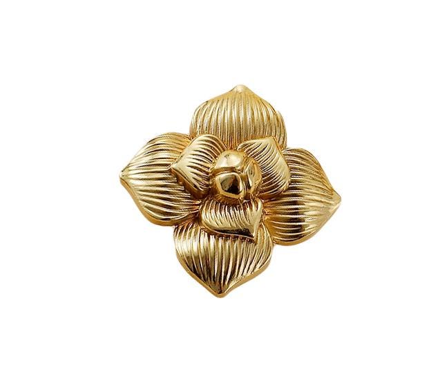 Solid Brass Floral Cabinet Pulls & Knobs - Gold Finish for Cabinets - #12 / 1pc