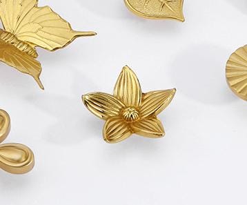 Solid Brass Floral Cabinet Pulls & Knobs - Gold Finish for Cabinets - view 3