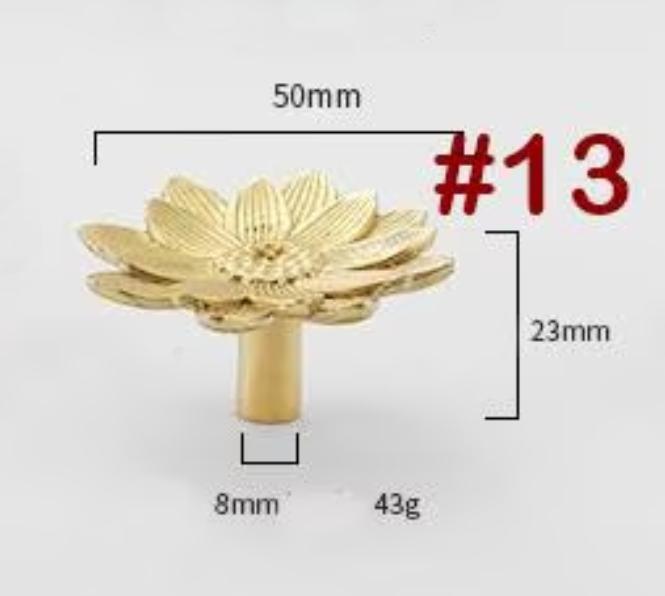 Solid Brass Floral Cabinet Pulls & Knobs - Gold Finish for Cabinets - view 2