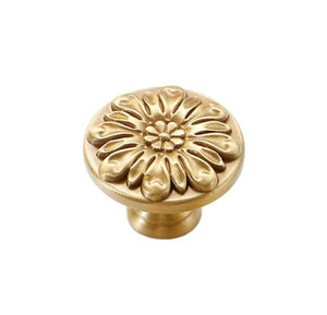 Solid Brass Floral Cabinet Pulls & Knobs - Gold Finish for Cabinets - #5 / 1pc