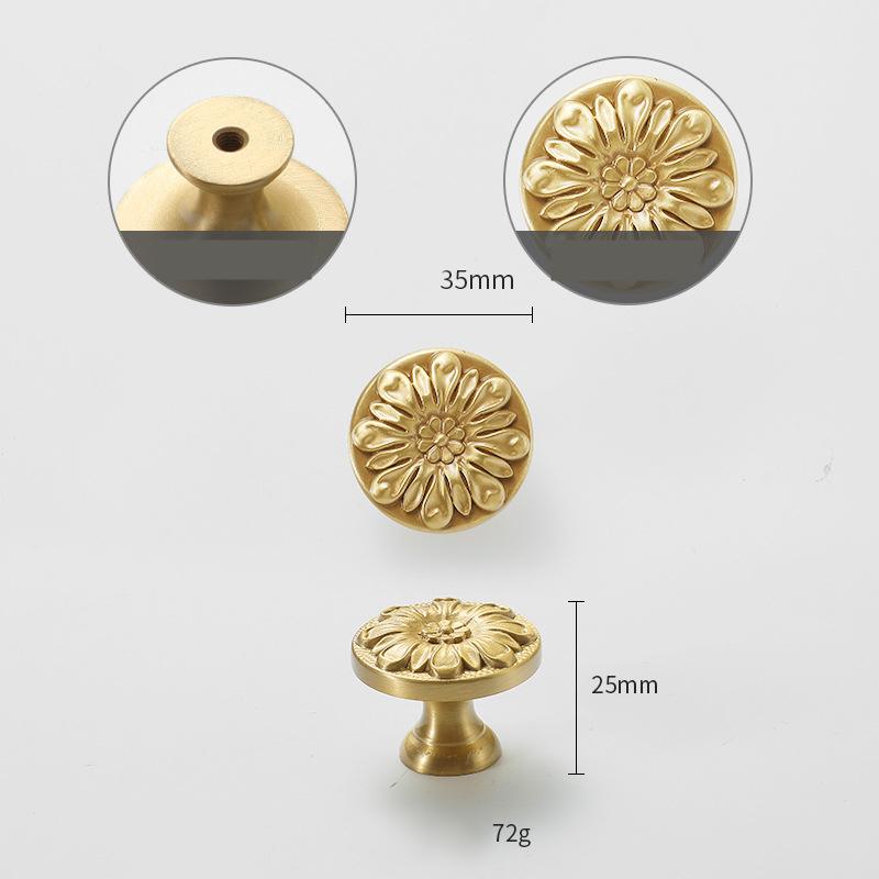 Solid Brass Floral Cabinet Pulls & Knobs - Gold Finish for Cabinets - view 3