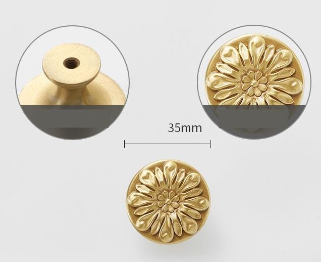 Solid Brass Floral Cabinet Pulls & Knobs - Gold Finish for Cabinets - view 6