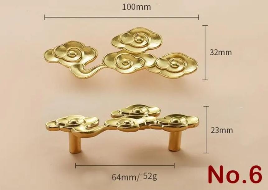 Solid Brass Floral Cabinet Pulls & Knobs - Gold Finish for Cabinets - view 2