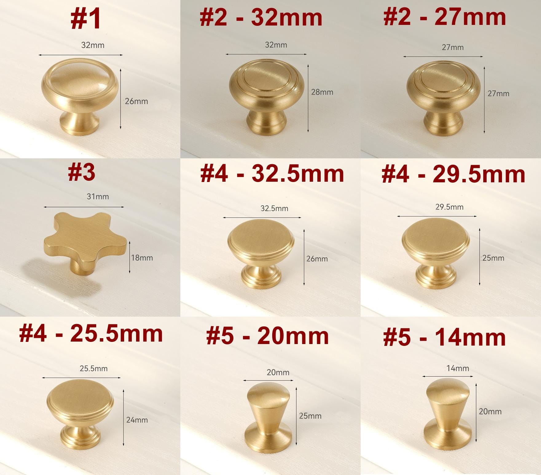 Solid Brass Floral Cabinet Pulls & Knobs - Matte Gold Finish - #2 - 27mm / 1 pc
