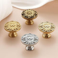 Solid Brass Floral Cabinet Pulls & Knobs - Silver Finish Hardware - Brass / 1pc