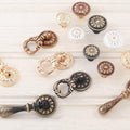Solid Brass Floral Cabinet Ring Pulls - Black Finish for Cabinets - #1 Coffee / 1pc