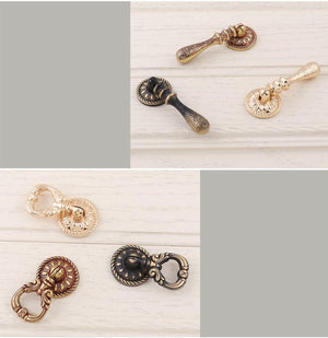 Solid Brass Floral Cabinet Ring Pulls - Black Finish for Cabinets - #2 Rose Gold 27mm / 1pc