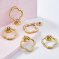Solid Brass Floral Cabinet Ring Pulls - Brushed Gold Finish Hardware - Brass / 1pc