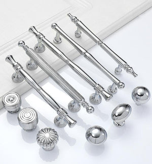 Solid Brass Fluted Cabinet Pulls & Knobs - Chrome Finish Hardware - #1 - 96mm / 1pc