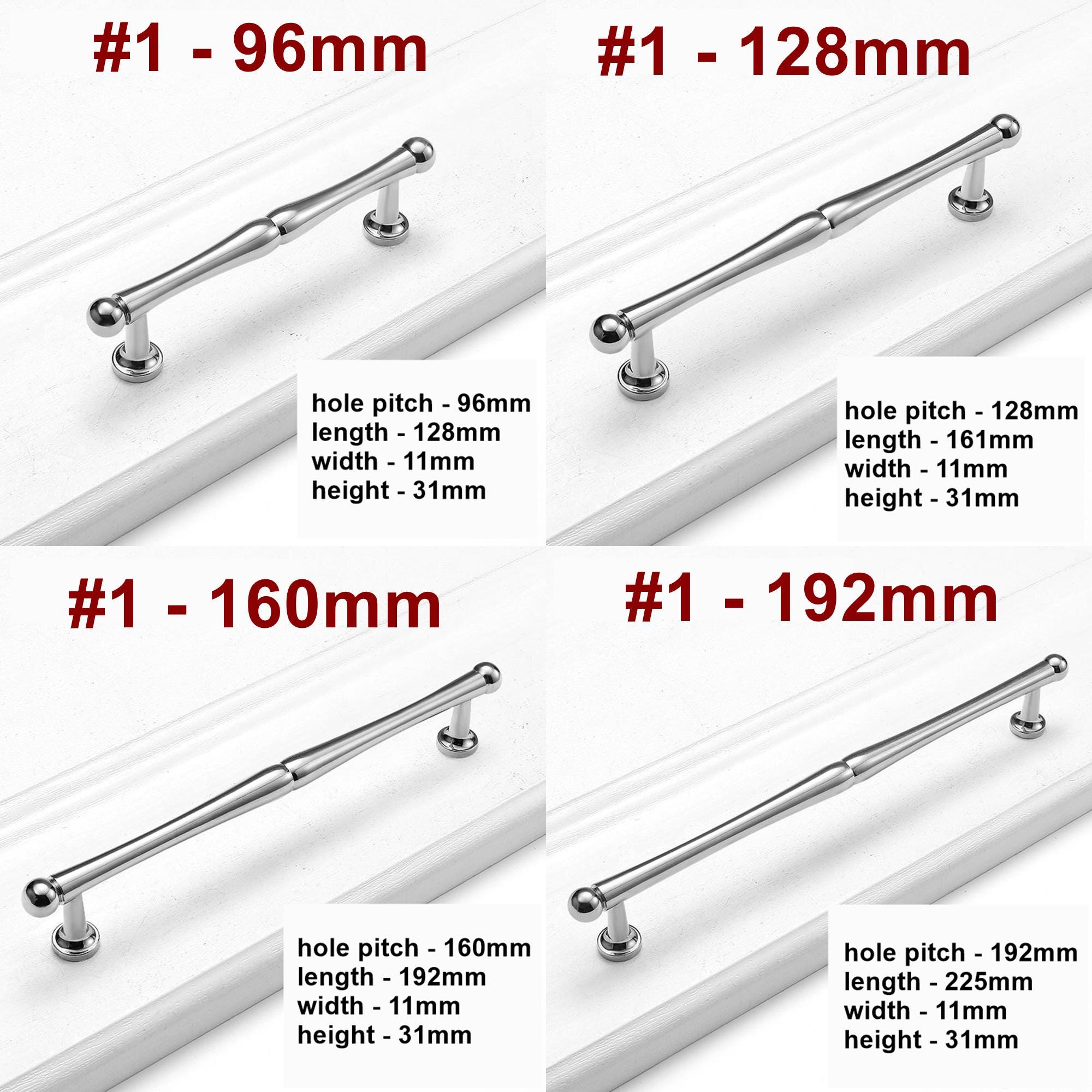 Solid Brass Fluted Cabinet Pulls & Knobs - Chrome Finish Hardware - #1 - 128mm / 1pc