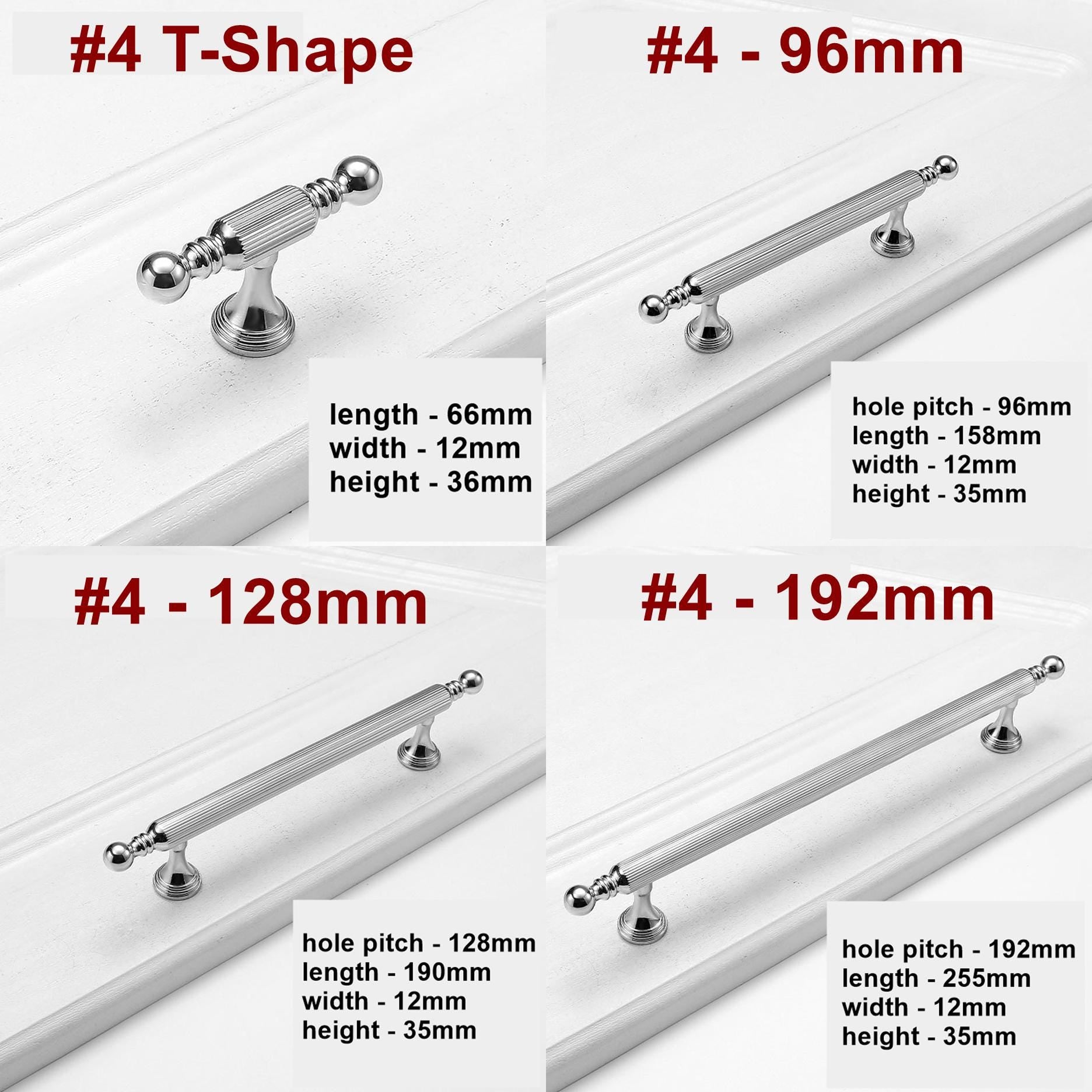 Solid Brass Fluted Cabinet Pulls & Knobs - Chrome Finish Hardware - #1 - 192mm / 1pc