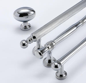 Solid Brass Fluted Cabinet Pulls & Knobs - Chrome Finish Hardware - #3 - 128mm / 1pc