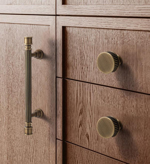 Solid Brass Fluted Cabinet Ring Pulls - Antique Bronze Finish - #2 Brass / 1pc